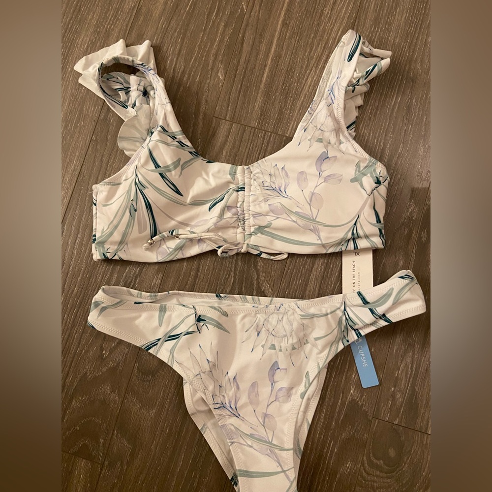 Cupshe Fresh Floral Ruffle Drawstring Tank Bikini - Picture 11 of 12